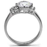 TK062 - High polished (no plating) Stainless Steel Ring with AAA Grade CZ in Clear - Alamode - Flyclothing LLC