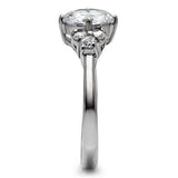 TK062 - High polished (no plating) Stainless Steel Ring with AAA Grade CZ in Clear - Alamode - Flyclothing LLC
