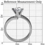 TK063 - High polished (no plating) Stainless Steel Ring with AAA Grade CZ in Clear - Alamode - Flyclothing LLC