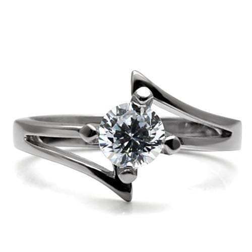 TK063 - High polished (no plating) Stainless Steel Ring with AAA Grade CZ in Clear - Alamode - Flyclothing LLC
