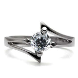 TK063 - High polished (no plating) Stainless Steel Ring with AAA Grade CZ in Clear - Alamode - Flyclothing LLC