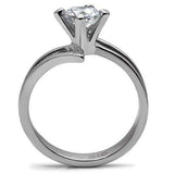 TK063 - High polished (no plating) Stainless Steel Ring with AAA Grade CZ in Clear - Alamode - Flyclothing LLC