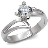TK063 - High polished (no plating) Stainless Steel Ring with AAA Grade CZ in Clear - Alamode - Flyclothing LLC