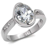 TK064 - High polished (no plating) Stainless Steel Ring with AAA Grade CZ in Clear - Alamode - Flyclothing LLC