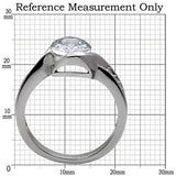 TK064 - High polished (no plating) Stainless Steel Ring with AAA Grade CZ in Clear - Alamode - Flyclothing LLC