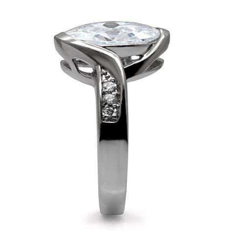 TK064 - High polished (no plating) Stainless Steel Ring with AAA Grade CZ in Clear - Alamode - Flyclothing LLC