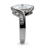 TK064 - High polished (no plating) Stainless Steel Ring with AAA Grade CZ in Clear - Alamode - Flyclothing LLC