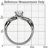 TK065 - High polished (no plating) Stainless Steel Ring with AAA Grade CZ in Clear - Alamode - Flyclothing LLC