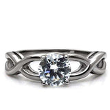TK065 - High polished (no plating) Stainless Steel Ring with AAA Grade CZ in Clear - Alamode - Flyclothing LLC