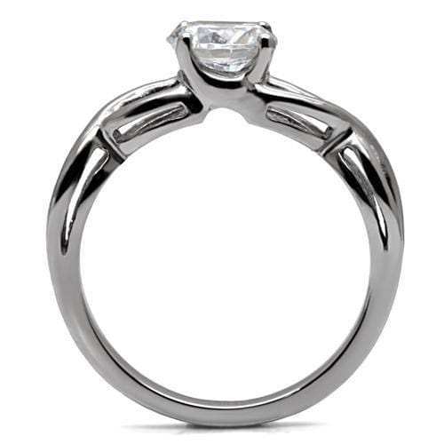 TK065 - High polished (no plating) Stainless Steel Ring with AAA Grade CZ in Clear - Alamode - Flyclothing LLC