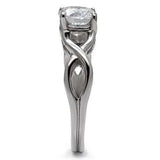 TK065 - High polished (no plating) Stainless Steel Ring with AAA Grade CZ in Clear - Alamode - Flyclothing LLC