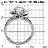 TK066 - High polished (no plating) Stainless Steel Ring with AAA Grade CZ in Clear - Alamode - Flyclothing LLC