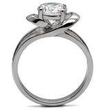 TK066 - High polished (no plating) Stainless Steel Ring with AAA Grade CZ in Clear - Alamode - Flyclothing LLC