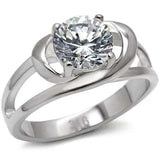 TK066 - High polished (no plating) Stainless Steel Ring with AAA Grade CZ in Clear - Alamode - Flyclothing LLC