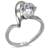 TK067 - High polished (no plating) Stainless Steel Ring with AAA Grade CZ in Clear - Alamode - Flyclothing LLC