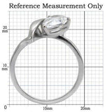 TK067 - High polished (no plating) Stainless Steel Ring with AAA Grade CZ in Clear - Alamode - Flyclothing LLC