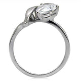 TK067 - High polished (no plating) Stainless Steel Ring with AAA Grade CZ in Clear - Alamode - Flyclothing LLC