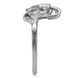 TK067 - High polished (no plating) Stainless Steel Ring with AAA Grade CZ in Clear - Alamode - Flyclothing LLC