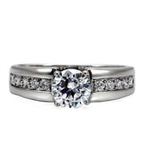 TK068 - High polished (no plating) Stainless Steel Ring with AAA Grade CZ in Clear - Alamode - Flyclothing LLC