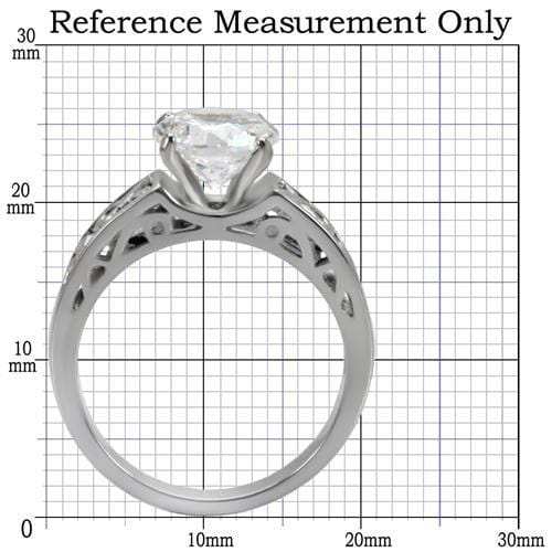 TK069 - High polished (no plating) Stainless Steel Ring with AAA Grade CZ in Clear - Alamode - Flyclothing LLC