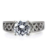 TK069 - High polished (no plating) Stainless Steel Ring with AAA Grade CZ in Clear - Alamode - Flyclothing LLC