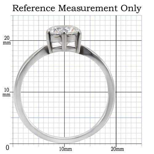 TK071 - High polished (no plating) Stainless Steel Ring with AAA Grade CZ in Clear - Alamode - Flyclothing LLC