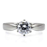 TK071 - High polished (no plating) Stainless Steel Ring with AAA Grade CZ in Clear - Alamode - Flyclothing LLC