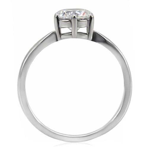 TK071 - High polished (no plating) Stainless Steel Ring with AAA Grade CZ in Clear - Alamode - Flyclothing LLC