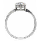 TK071 - High polished (no plating) Stainless Steel Ring with AAA Grade CZ in Clear - Alamode - Flyclothing LLC