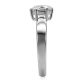TK071 - High polished (no plating) Stainless Steel Ring with AAA Grade CZ in Clear - Alamode - Flyclothing LLC