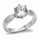 TK071 - High polished (no plating) Stainless Steel Ring with AAA Grade CZ in Clear - Alamode - Flyclothing LLC