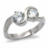 TK072 - High polished (no plating) Stainless Steel Ring with AAA Grade CZ in Clear - Alamode - Flyclothing LLC