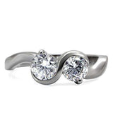 TK072 - High polished (no plating) Stainless Steel Ring with AAA Grade CZ in Clear - Alamode - Flyclothing LLC