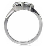 TK072 - High polished (no plating) Stainless Steel Ring with AAA Grade CZ in Clear - Alamode - Flyclothing LLC
