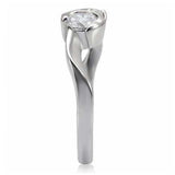 TK072 - High polished (no plating) Stainless Steel Ring with AAA Grade CZ in Clear - Alamode - Flyclothing LLC