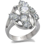 TK074 - High polished (no plating) Stainless Steel Ring with AAA Grade CZ in Clear - Alamode - Flyclothing LLC