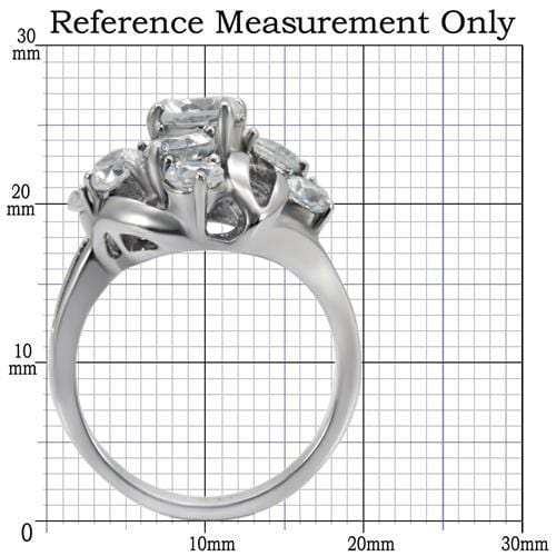TK074 - High polished (no plating) Stainless Steel Ring with AAA Grade CZ in Clear - Alamode - Flyclothing LLC