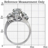 TK074 - High polished (no plating) Stainless Steel Ring with AAA Grade CZ in Clear - Alamode - Flyclothing LLC