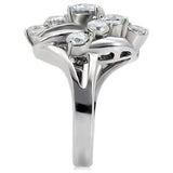 TK074 - High polished (no plating) Stainless Steel Ring with AAA Grade CZ in Clear - Alamode - Flyclothing LLC