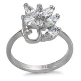 TK075 - High polished (no plating) Stainless Steel Ring with AAA Grade CZ in Clear - Alamode - Flyclothing LLC