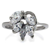 TK075 - High polished (no plating) Stainless Steel Ring with AAA Grade CZ in Clear - Alamode - Flyclothing LLC
