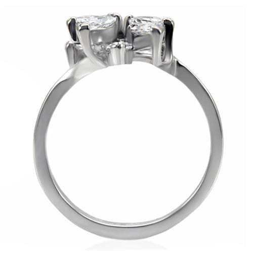 TK075 - High polished (no plating) Stainless Steel Ring with AAA Grade CZ in Clear - Alamode - Flyclothing LLC