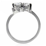 TK075 - High polished (no plating) Stainless Steel Ring with AAA Grade CZ in Clear - Alamode - Flyclothing LLC