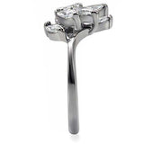 TK075 - High polished (no plating) Stainless Steel Ring with AAA Grade CZ in Clear - Alamode - Flyclothing LLC