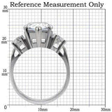 TK076 - High polished (no plating) Stainless Steel Ring with AAA Grade CZ in Clear - Alamode - Flyclothing LLC
