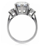 TK076 - High polished (no plating) Stainless Steel Ring with AAA Grade CZ in Clear - Alamode - Flyclothing LLC