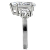 TK076 - High polished (no plating) Stainless Steel Ring with AAA Grade CZ in Clear - Alamode - Flyclothing LLC