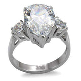 TK076 - High polished (no plating) Stainless Steel Ring with AAA Grade CZ in Clear - Alamode - Flyclothing LLC