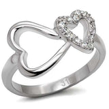 TK077 - High polished (no plating) Stainless Steel Ring with AAA Grade CZ in Clear - Alamode - Flyclothing LLC
