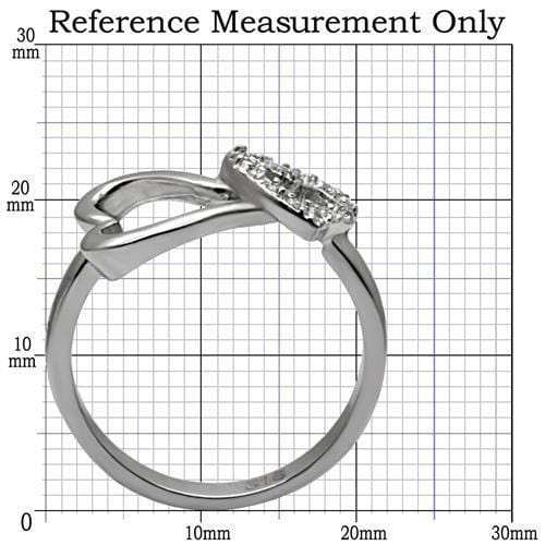 TK077 - High polished (no plating) Stainless Steel Ring with AAA Grade CZ in Clear - Alamode - Flyclothing LLC